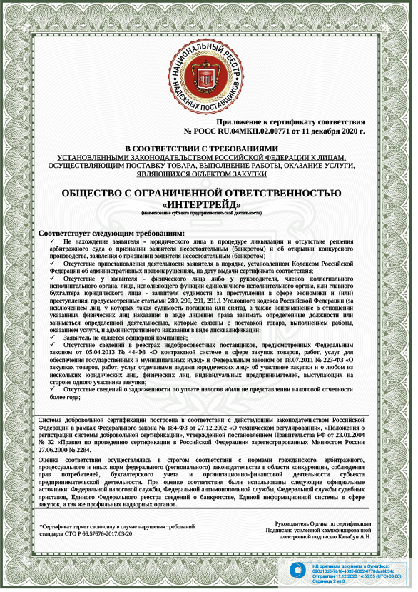 Печатная форма документа РОСС.RU.И2257.00771-2